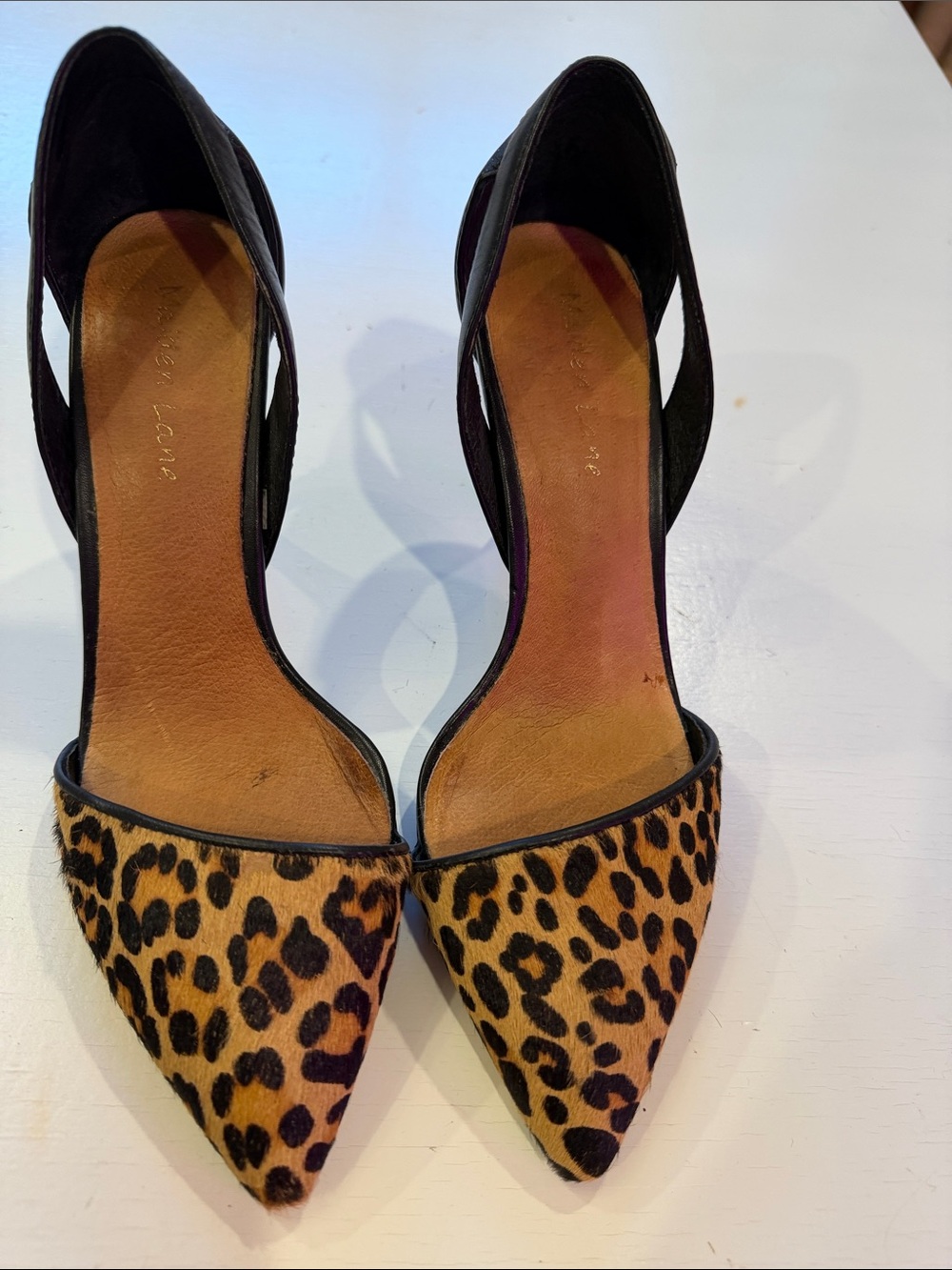 Maiden Lane Leopard Print Pointed-Toe D’Orsay  - Black Trim
